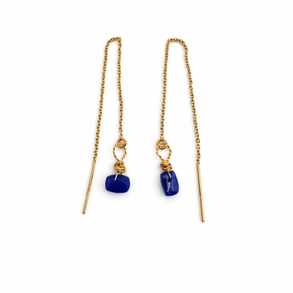 TH6523 Sapphire Threader Earrings